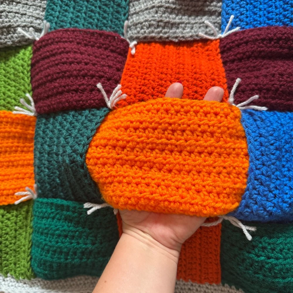 Handmade Crochet‎ Basket Weave Throw Blanket Quilt Warm Color Colorful 42x52